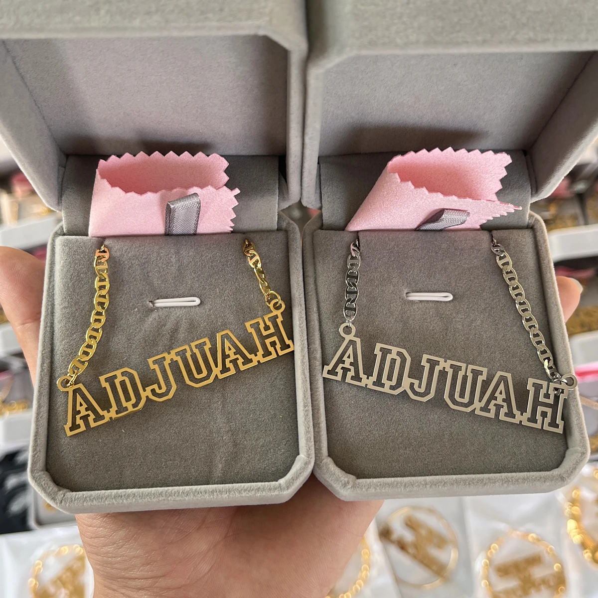 

Stainless Steel Gold Choker Custom Name Necklace Pig nose chain Personalized Flat Chain Nameplate Necklace for Women Men Jewelry