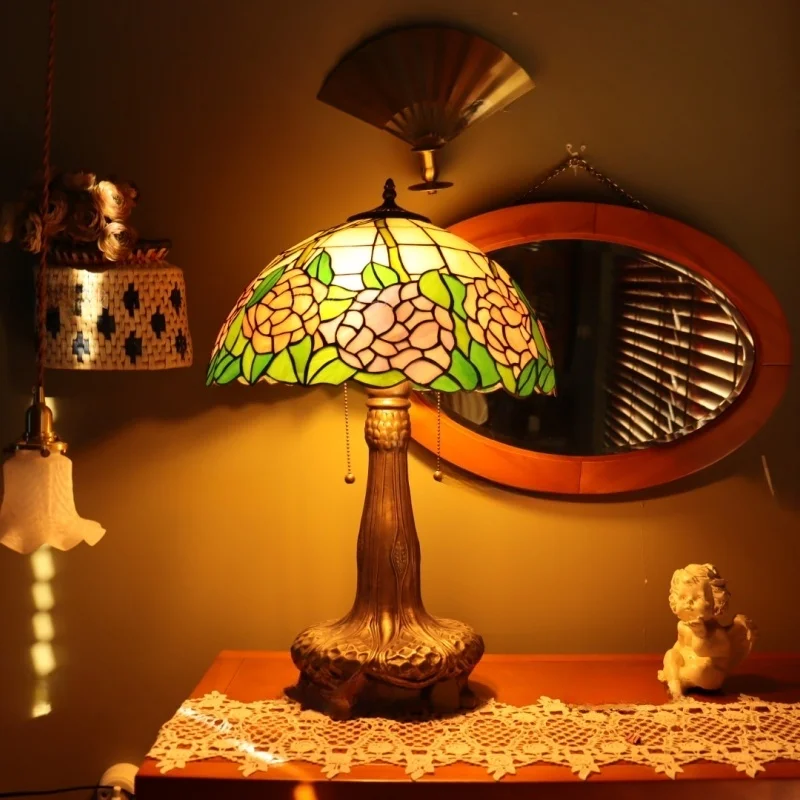Evening Breeze Endless Chartaffany Glass Lampshade Living Room Bedroom Atmosphere Table Lamp Nostalgic Retro 8