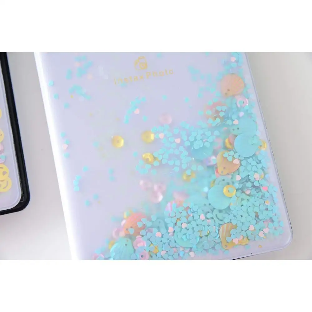 3 Inch Quicksand Sequin 64 Pockets Instax Mini Film Photo Album for FujiFilm Instax Mini 8 12 9 7s 50 90