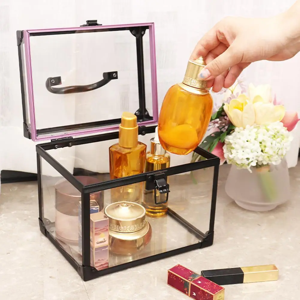 Makeup Case with Handle Compact Makeup Storage Box Capacity Makeup Case Portable Waterproof Cosmetic Organizer for Home Travel