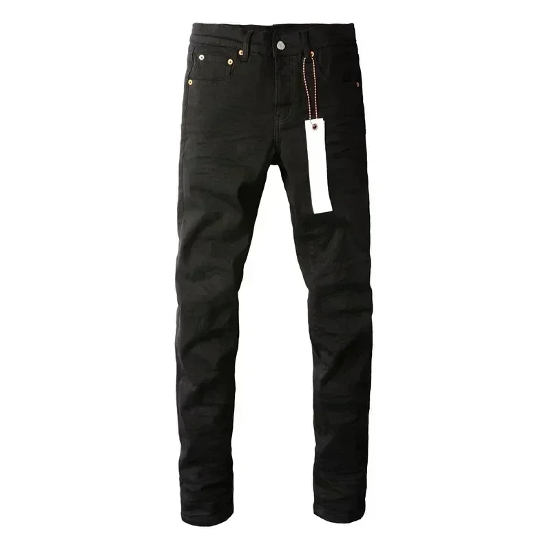 New Fashion Purples jeans Man with high street black pleats Fashion top quality Repair Low Rise Skinny Denim pants 4