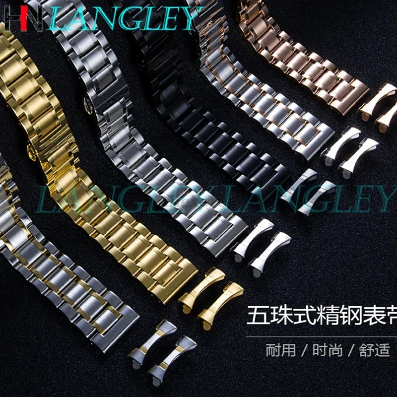 Sleek Stainless Steel Metal Watch Strap - Adjustable Wristband in Various Widths