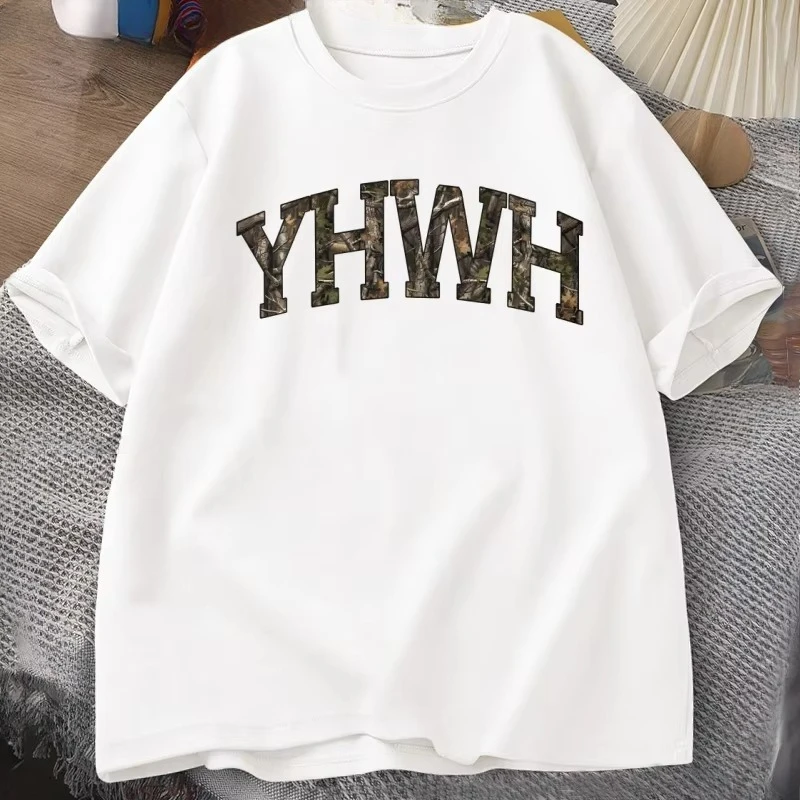 Camo YHWH Tshirt Christianity Jesus T Shirt Preppy Christian Faith Bible Verse Tee Men Women Causal Cotton T-shirts Designer 1