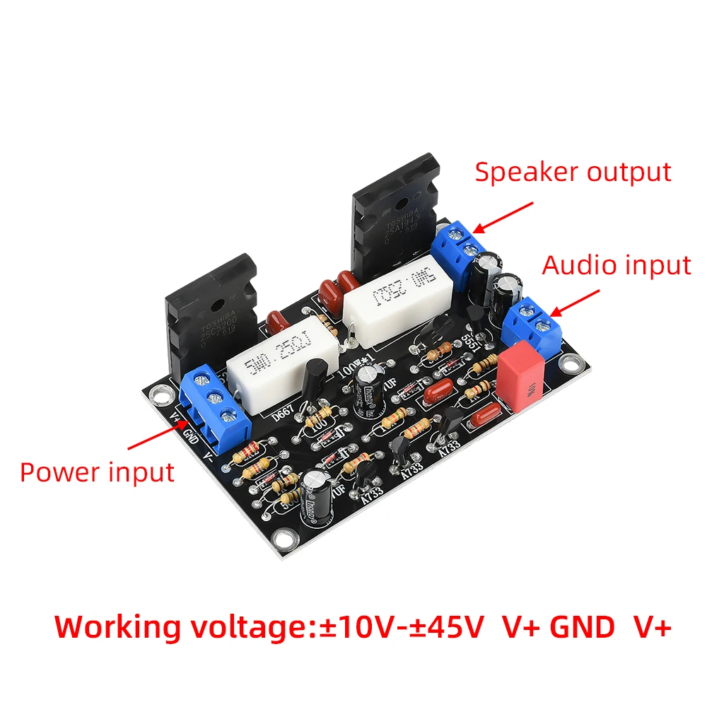 Audio Amplifier Board Module 2SC5200+2SA1943 Tube 100W DC 10V-45V Mono Channel High-Power Audio Amplifier Board Driver Speaker - 3