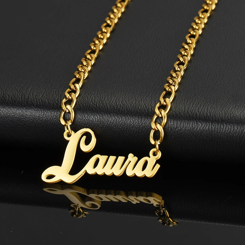 Treebud Custom Name Jewelry Set Stainless Steel Punk Chain for Men Women Personalized Nameplate Pendant Jewelry Gifts
