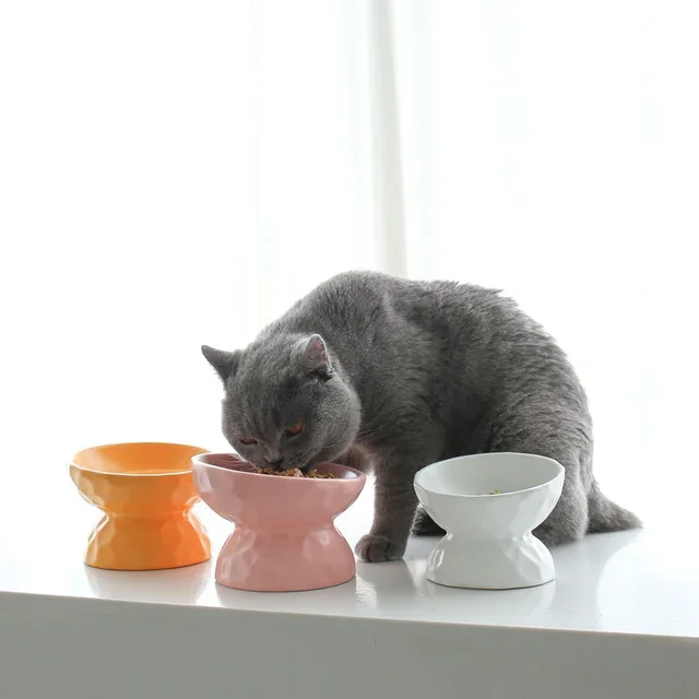 ceramic Raised Cat Bowls, Tilted Elevated Food or Water Bowls , Stress Free, Backflow Prevention, Dishwasher and Microwave Safe ceramic Raised Cat Bowls, Tilted Elevated Food or Water Bowls , Stress Free, Backflow Prevention, Dishwasher and Microwave Safe