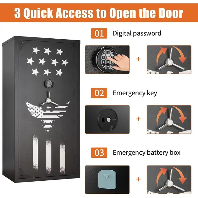 30-40 Capacity Gun Safe for Rifles and Shotguns with Rifle/Pistol Rack, Storage Pockets, Removable Shelves, Silent Operation, Ex 6