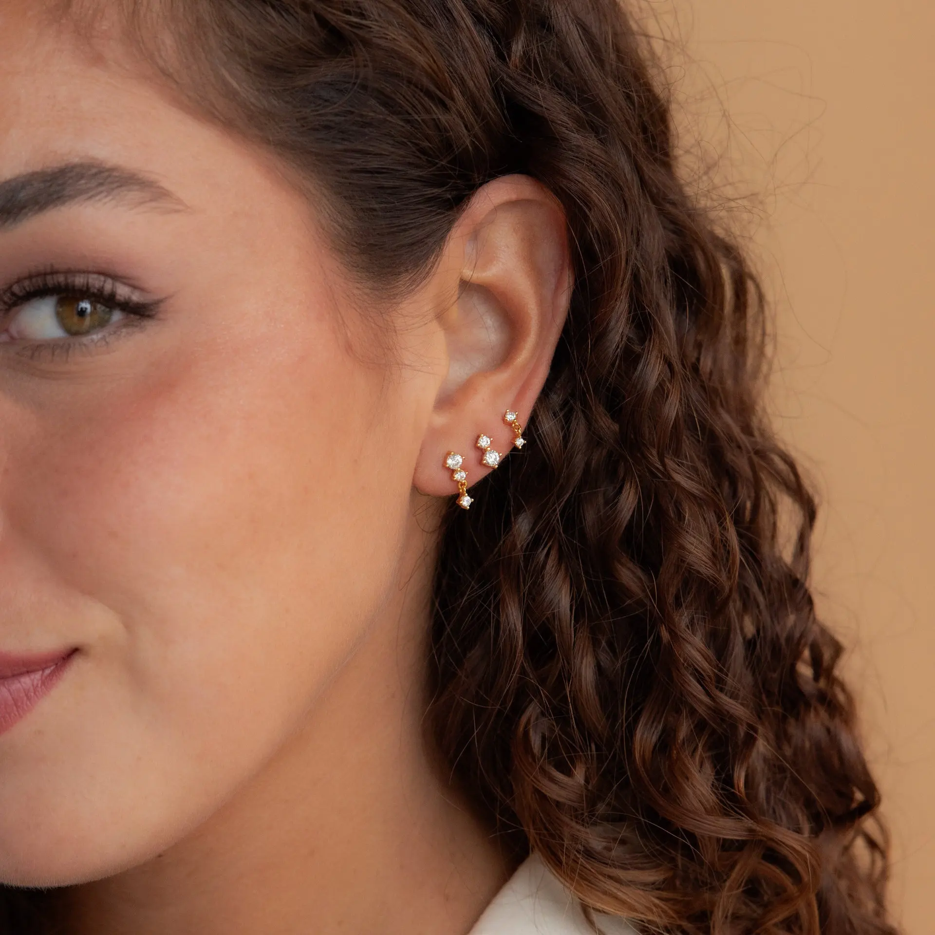 3PCS Casual Cubic Zircon Tassel Hanging Stud Earrings Set for Women Girls Dainty Zircons Tiny Piercing Ear Helix Jewelry Gifts 3