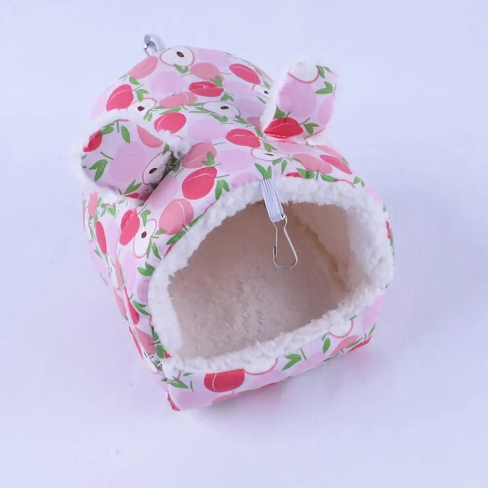 

Cartoon Shape Pet Bed Cozy Hamster Nest Cartoon Printed Hanging Hook Bed for Weather Flowers Branch Mouse Guinea Pig for Pets