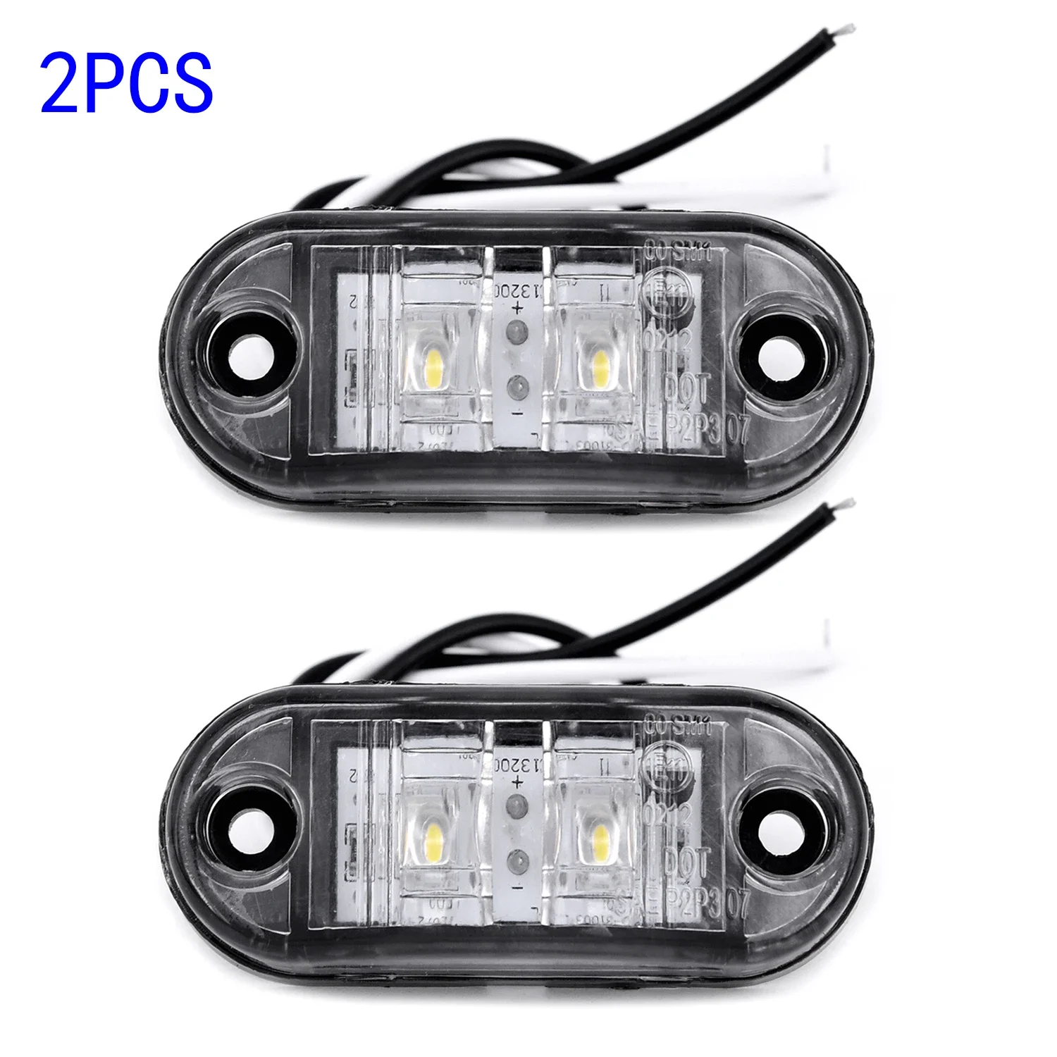 LED 자동차 사이드 마커 테일 라이트, 12V 24V, 트레일러 트럭 사이드 마커 조명, 화이트 테일 램프, 자동차 액세서리, 2 개/세트