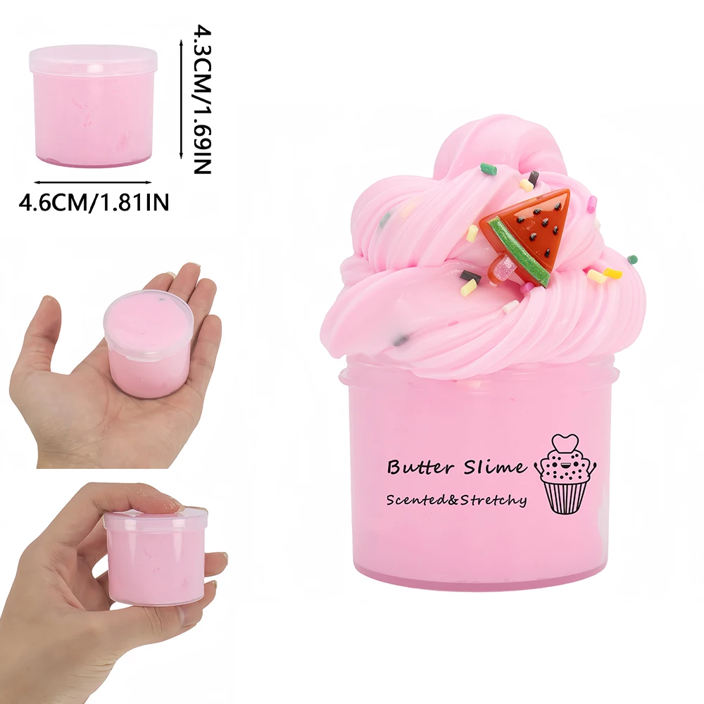 【Limited Stock Available】 3Packs 70ml Slime Butter Soft Stretchy And Non-sticky Slime Kit Watermelon Cloud Slime DIY Making Set Scented Toys Favors Gifts.