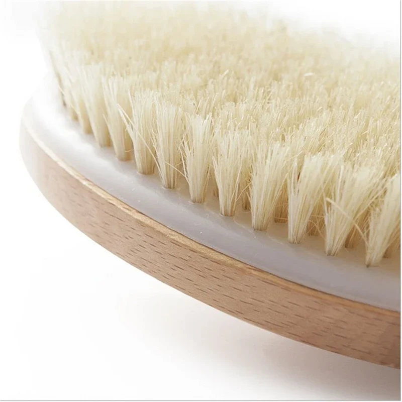 Bathroom Body Brushes Long Handle Bath Natural Bristles Brushes Exfoliating Massager With Wooden Handle Dry Brushing Shower Tool 4