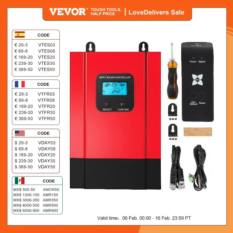 Modello Mppt-60A Solar Charge Controller Lcd Display, Rated Charge Current 60A, Algoritmo Di Controllo Mppt Avanzato (Efficienza ≥ 99,5%), Sistema 12V