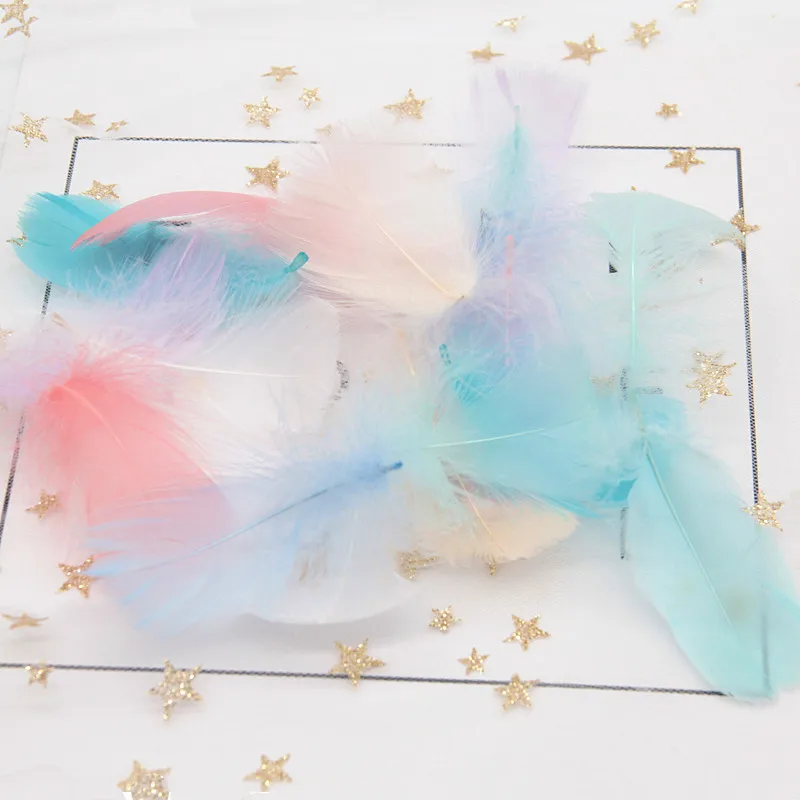 Goose Feathers Natural Goose Feathers 4-8cm Small Floating Colourful Swan Feather Plume for Craft Wedding Jewelry Home Decoration 100pcs