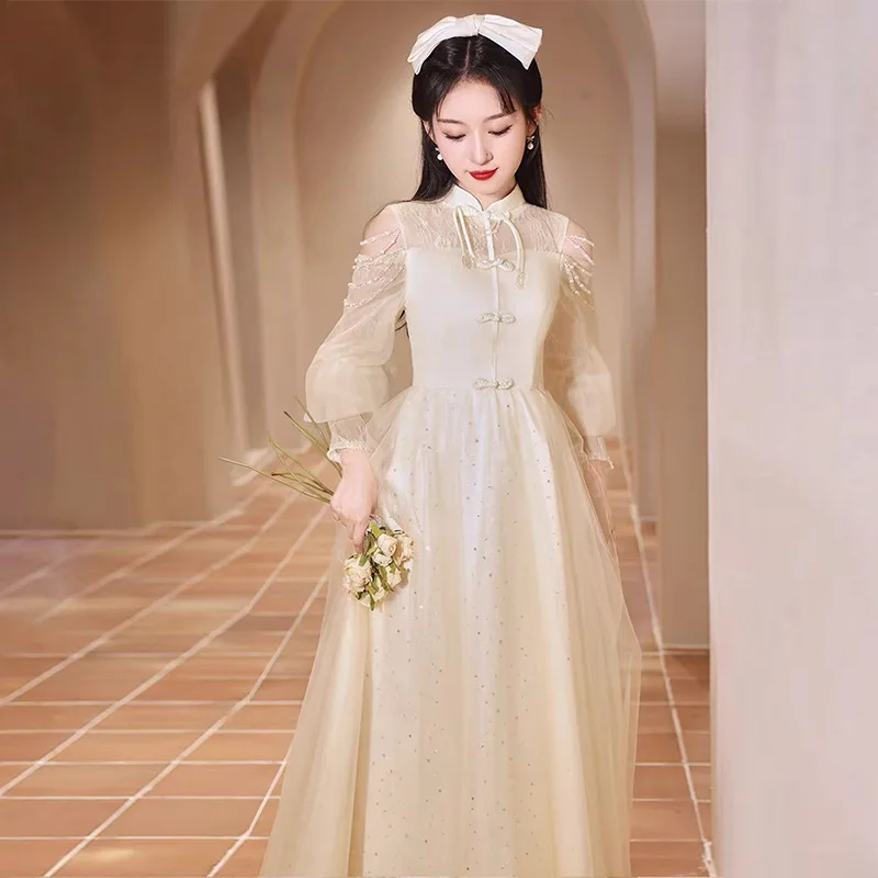 light-luxury-champagne-evening-dress-chinese-style-long-version-immortal-bridesmaid-dress-art-exam-performance-host-dresses