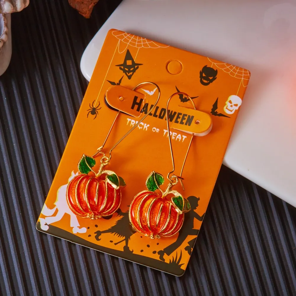 Vinatge Classic Enamel Pumpkin Drop Earrings for Women 2025 New Halloween Festival Celebration Decorations