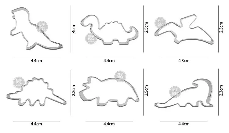 Cookie Cutter 6Pcs Hot Stainless Steel Dinosaur Animal Baking Biscuit Cookie Cutter Cake Mold Utensils