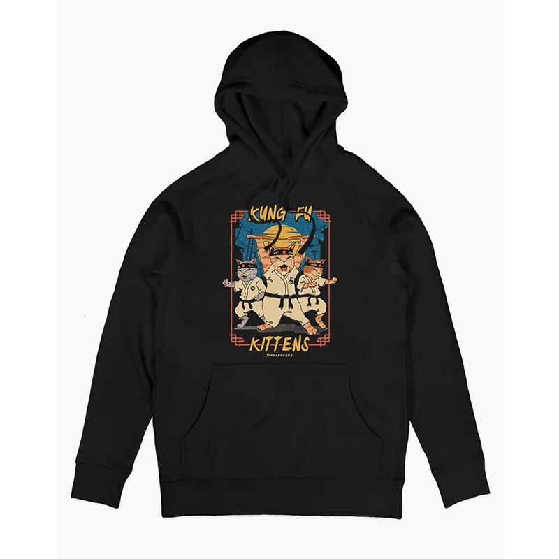 

KUNG FU KITTENS Hoodies Mens Hip Hop Loose Sweatshirt Oversized Fashion Clothes Harajuku Kawaii Streetwear Pullover Hoodies