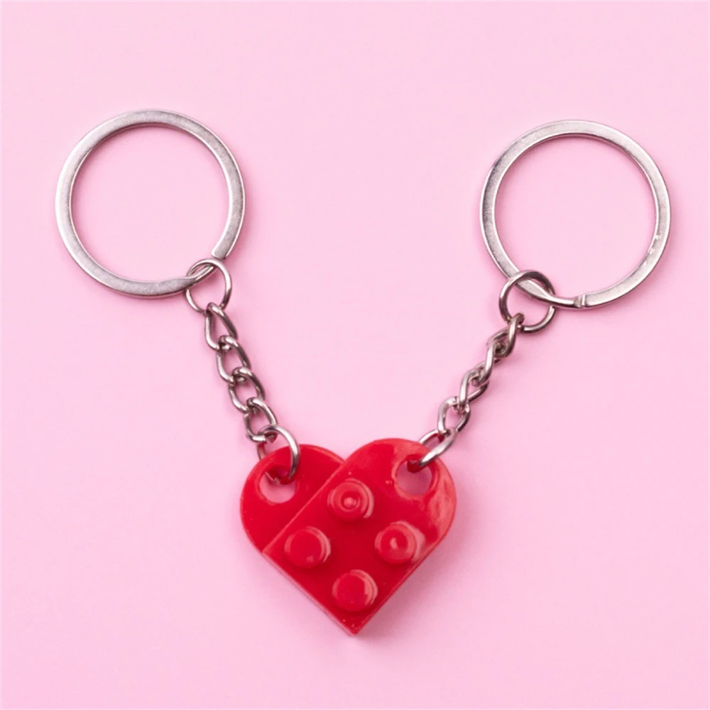 MPK Portachiavi a forma di cuore con coppia di mattoni per fidanzato fidanzata San Valentino Stuff lui amici amore set regali, Giallo, Small