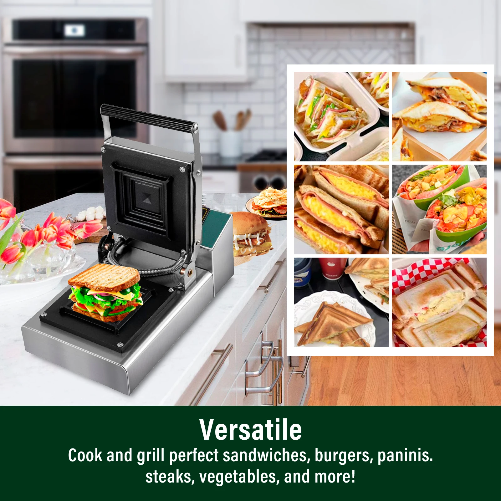 Grilled Sandwich Maker Sandwich Toaster with Indicator Lights 1000W Electric Non-Stick Hot Maker Press for Tuna Melts