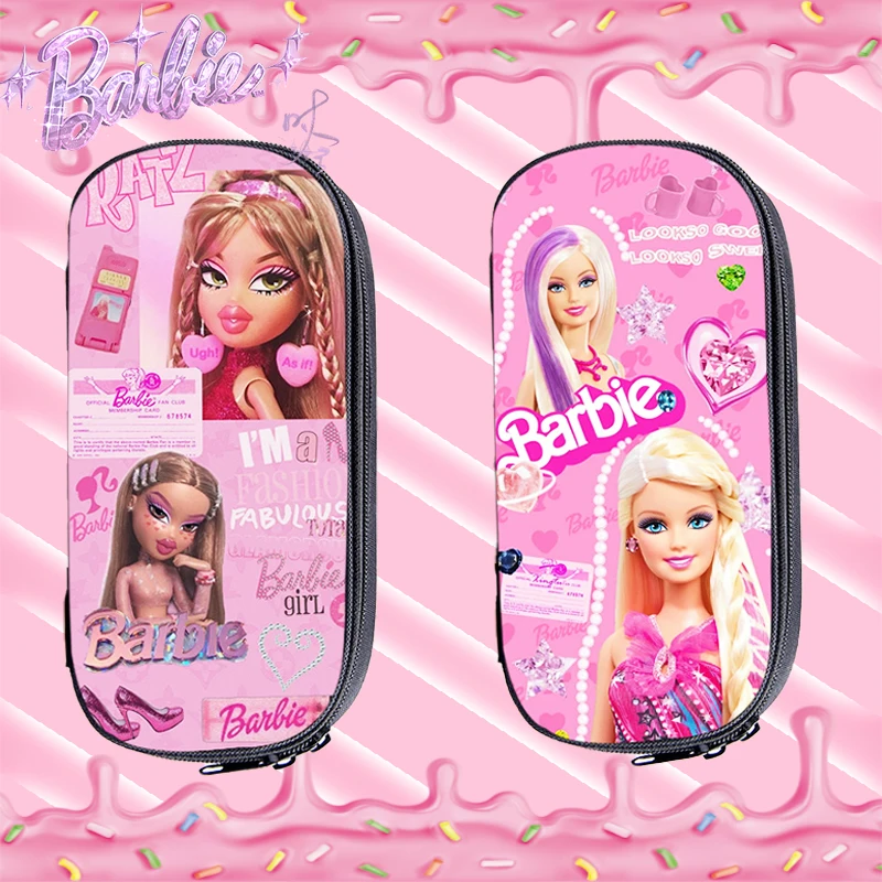 

Barbie Pen Bag Kawaii Students Storage Bags high-capacity Portable cosmetic bag Trendy Movie Decoration Sweet Girls Kids Gift