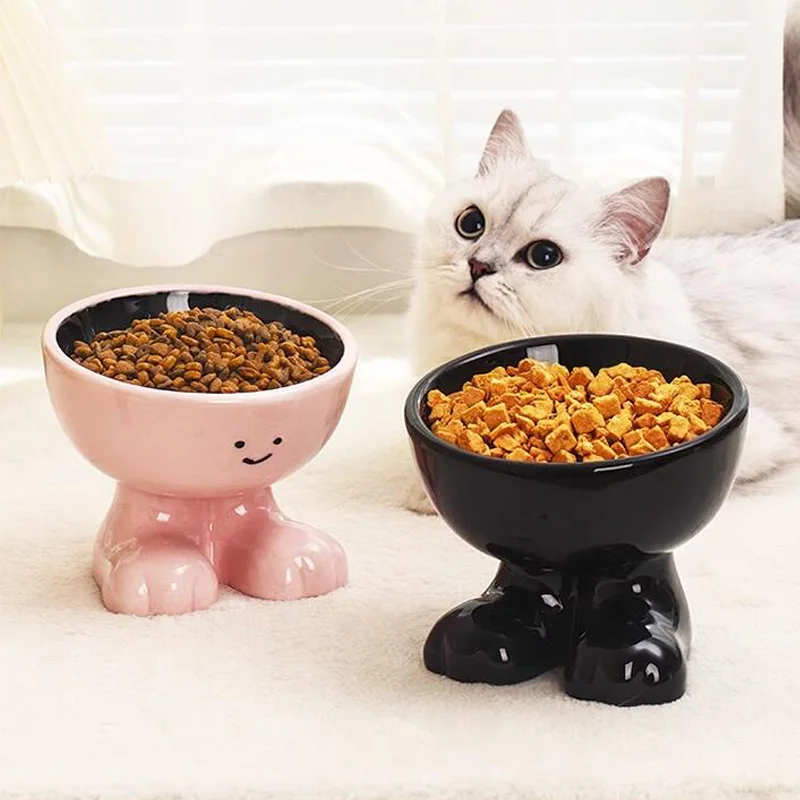 

Креативная керамическая питьевая вода, защита шеи, защита от опрокидывания, миска для кошек и собак с высокими ногами, Доступно 4 цвета, 12x14 см, 1 шт.