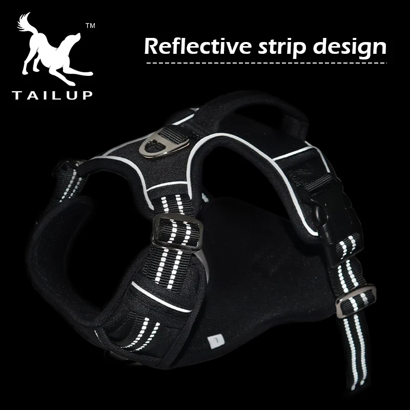 TAILUP No Pull Adjustable Pet Dog Harness No Choke Easy Control Handle Reflective Pet Harness Vest For Large Medium Dogs Train