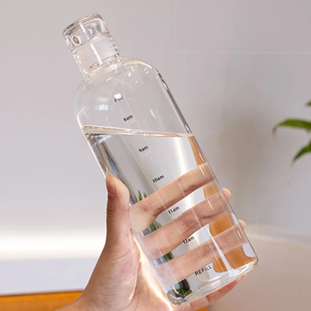 Clear Glass Water Bottles With Time Marker – The Spirit of Water