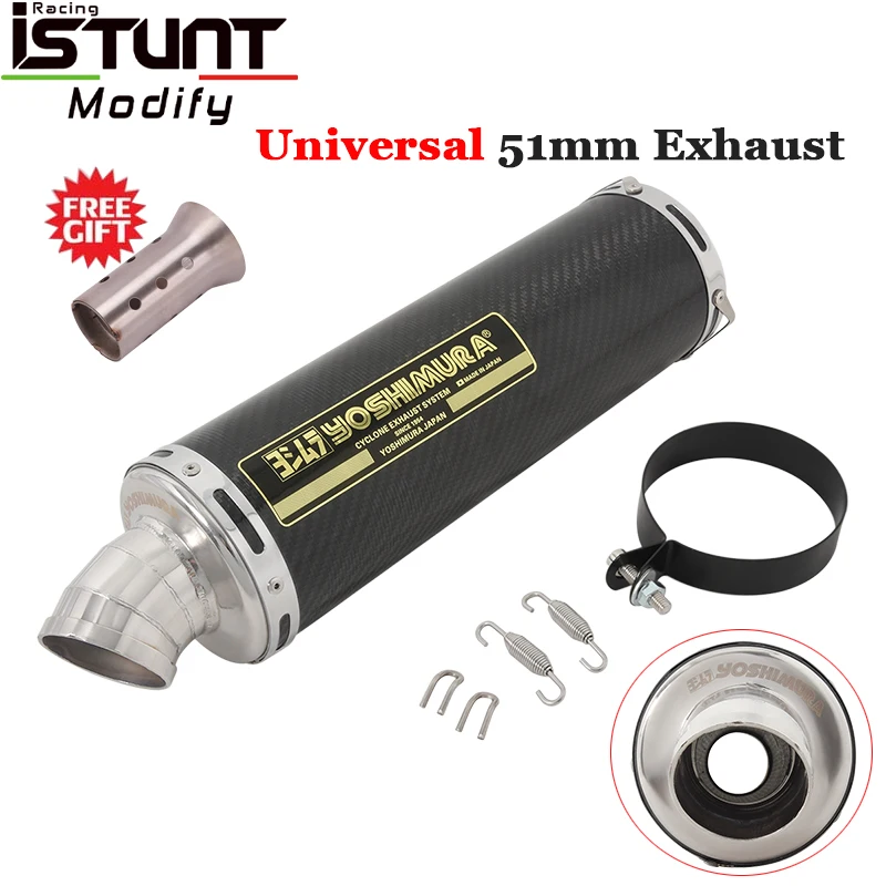 

Universal Motorcycle 51mm Yoshimura Exhaust Pipe Escape For GSXR1000 Z1000 R25 FZ6 TMAX530 Modify Carbon Fiber Muffler DB Killer