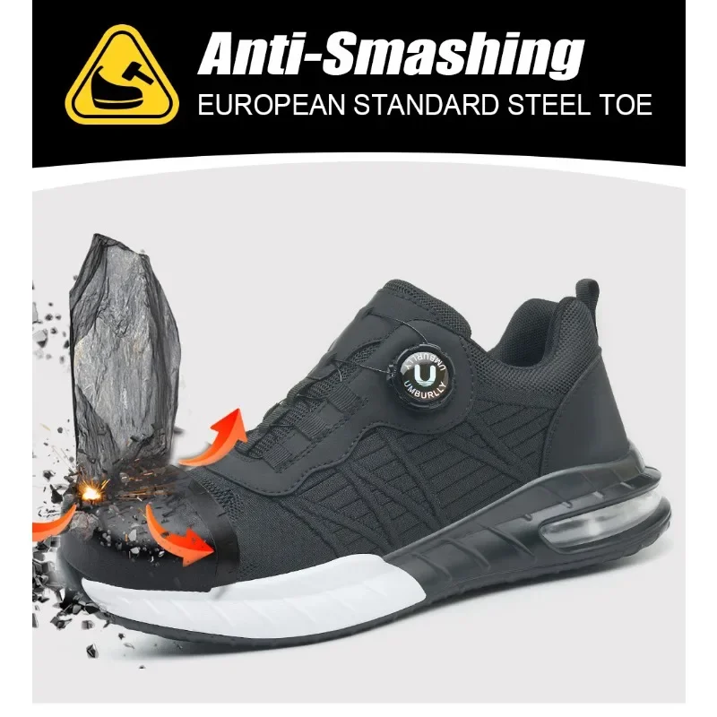 Men's Anti Smashing and Anti Piercing Steel Toe Caps  Breathable and Comfortable for All Seasons  Work Safety Shoes