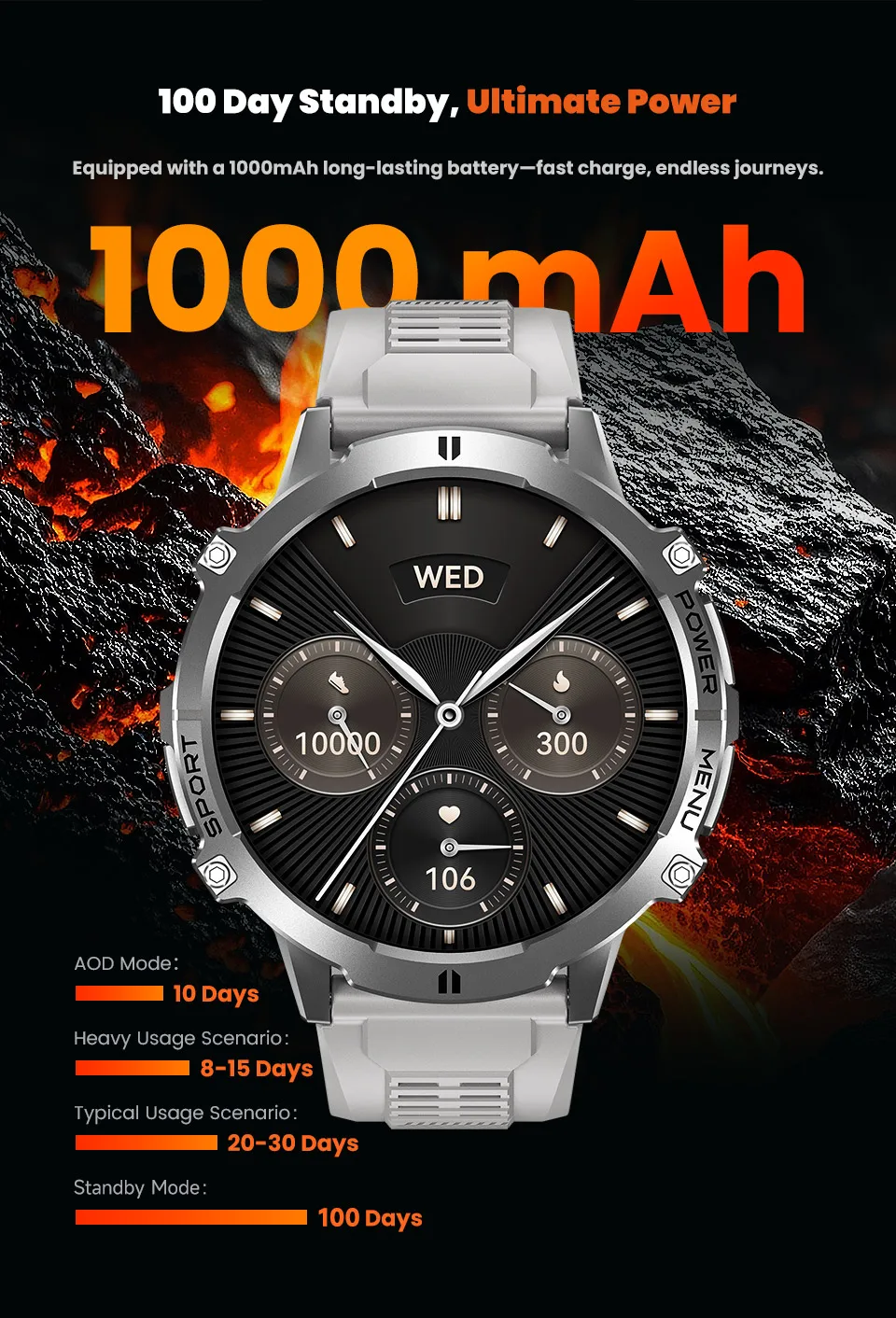 Smartwatch T-Rex 3, sendo usado no pulso