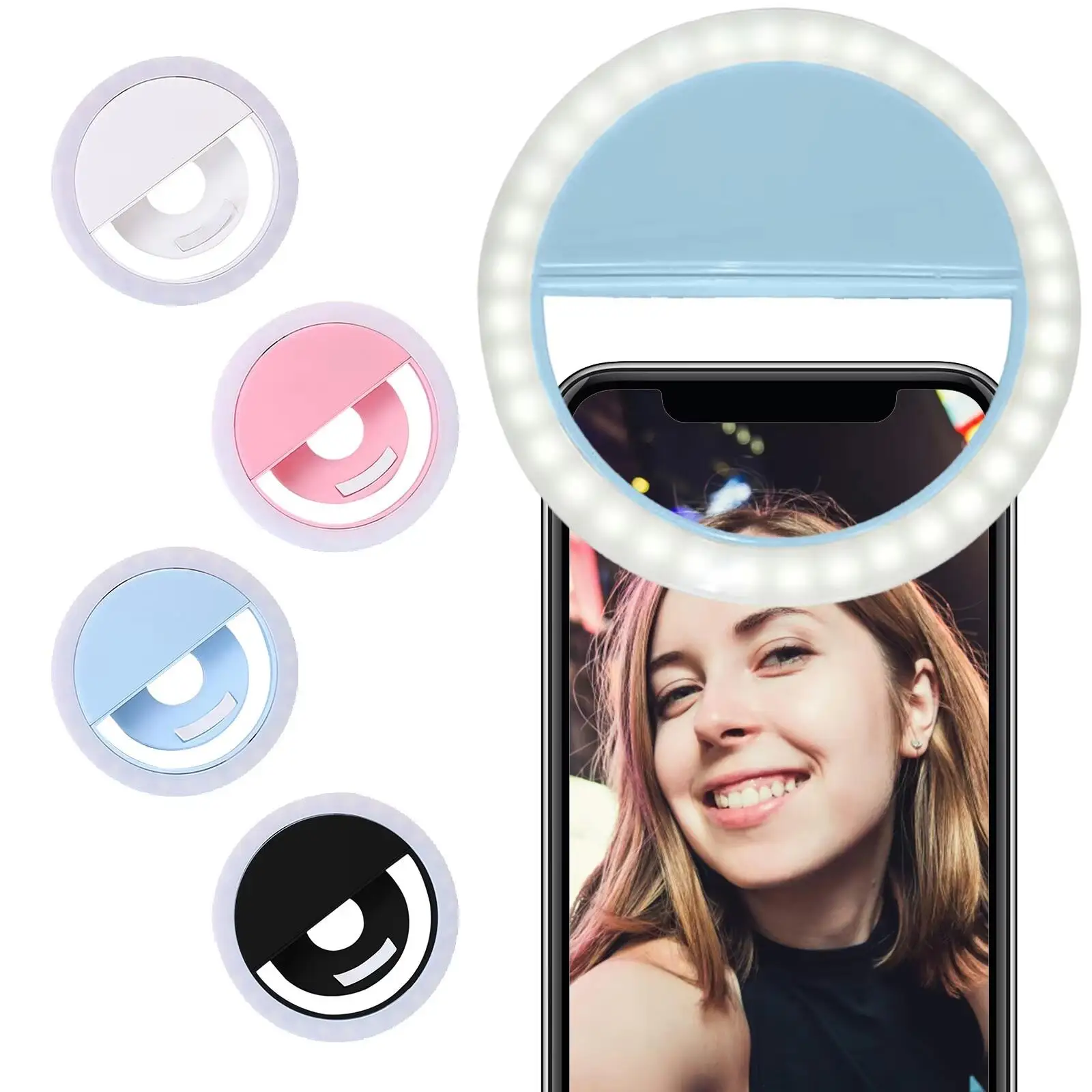 Selfie Fill Light USB Charge Led Selfie Ring Light Mobile Phone Lens Lamp Adjustable Live Brightness Portable Rechargeable
