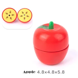 Magnetic Wooden Cutting Fruit & Vegetable Playset - Montessori Educational Toy (Apple)