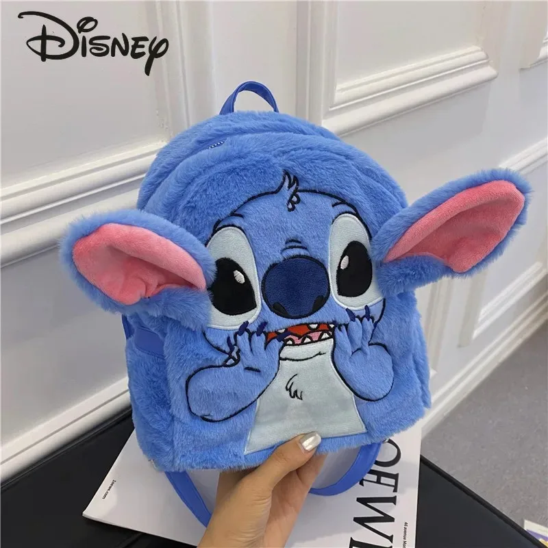 Disney Stitzer New Women's Backpack Fashionable and High Quality Children's Backpack Cartoon Versatile Plush Girl Backpack