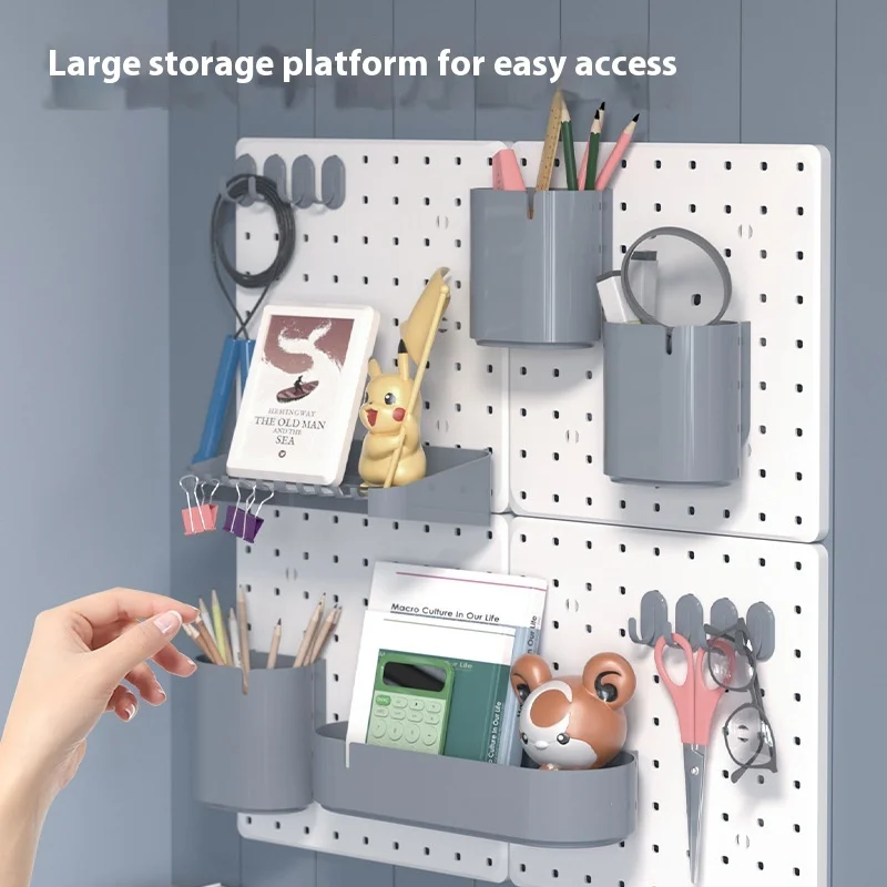 Two sets of no-punch household hole board wall dormitory kitchen bathroom desk organizing desktop wall storage display accessori
