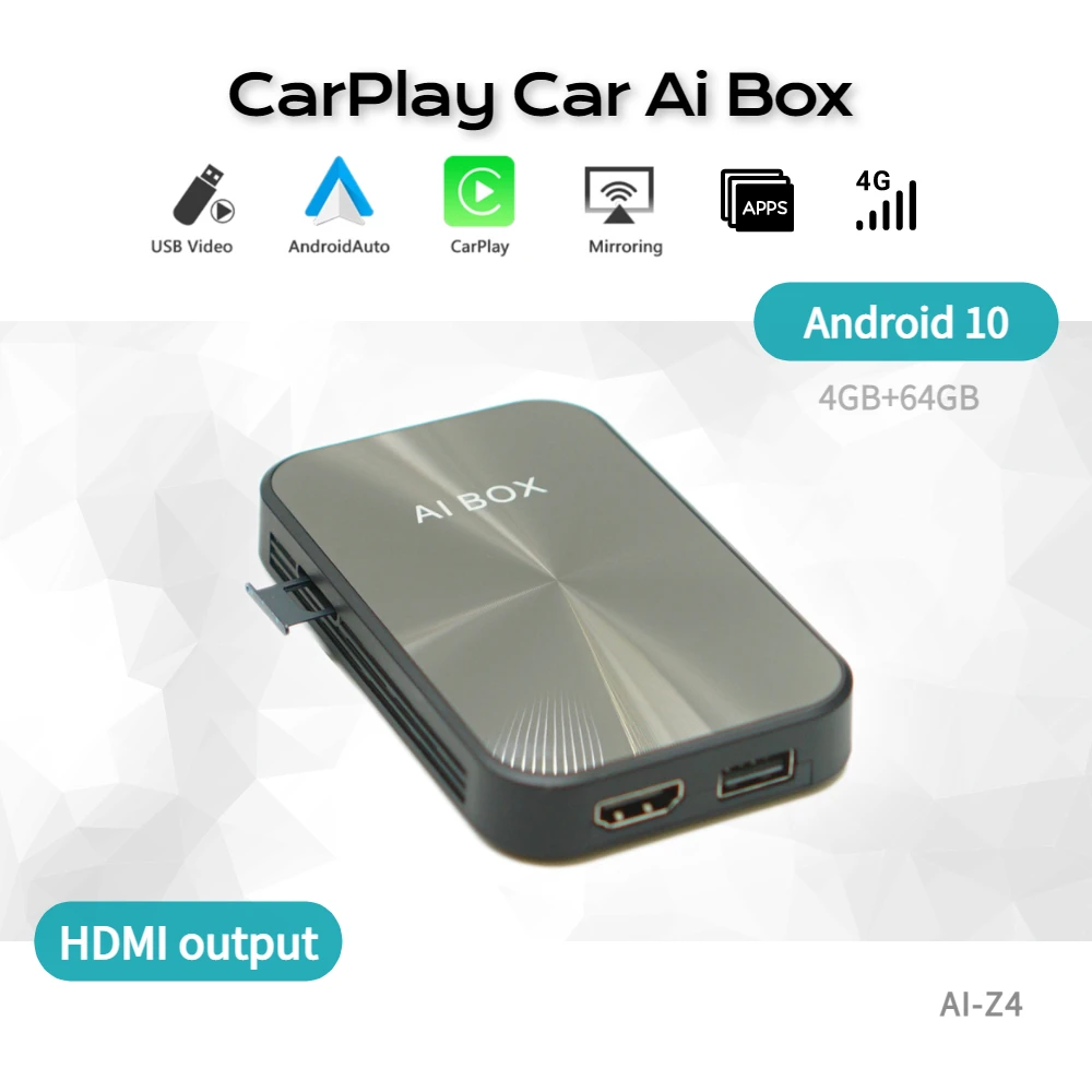 Carplay AI Box Android 10 HDMI Wireless Android Auto Mirroring GPS Touch Smart 4G+64G USB Youtube for RAV 4 Mazda CX headrest blu ray player Car Multimedia Players