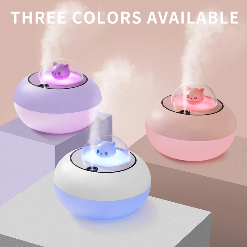

Cute Cat Air Humidifier USB Aroma Essential Oil Diffuser Bedroom Humidificador Cool Mist Vaporizer LED Light For Home