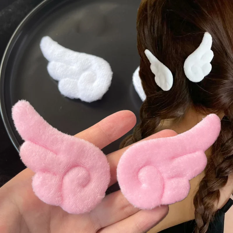 Set of 2 Adorable Angel Wing Plush Hairpin Accessories