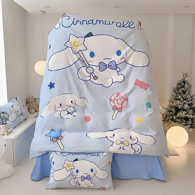 

Обложка в стиле коричной молочной фантазии Sanrio, зимняя мультяшная мелодия Kuromi, двусторонняя бархатная Однослойная пододеяльник, постельное белье, подарок