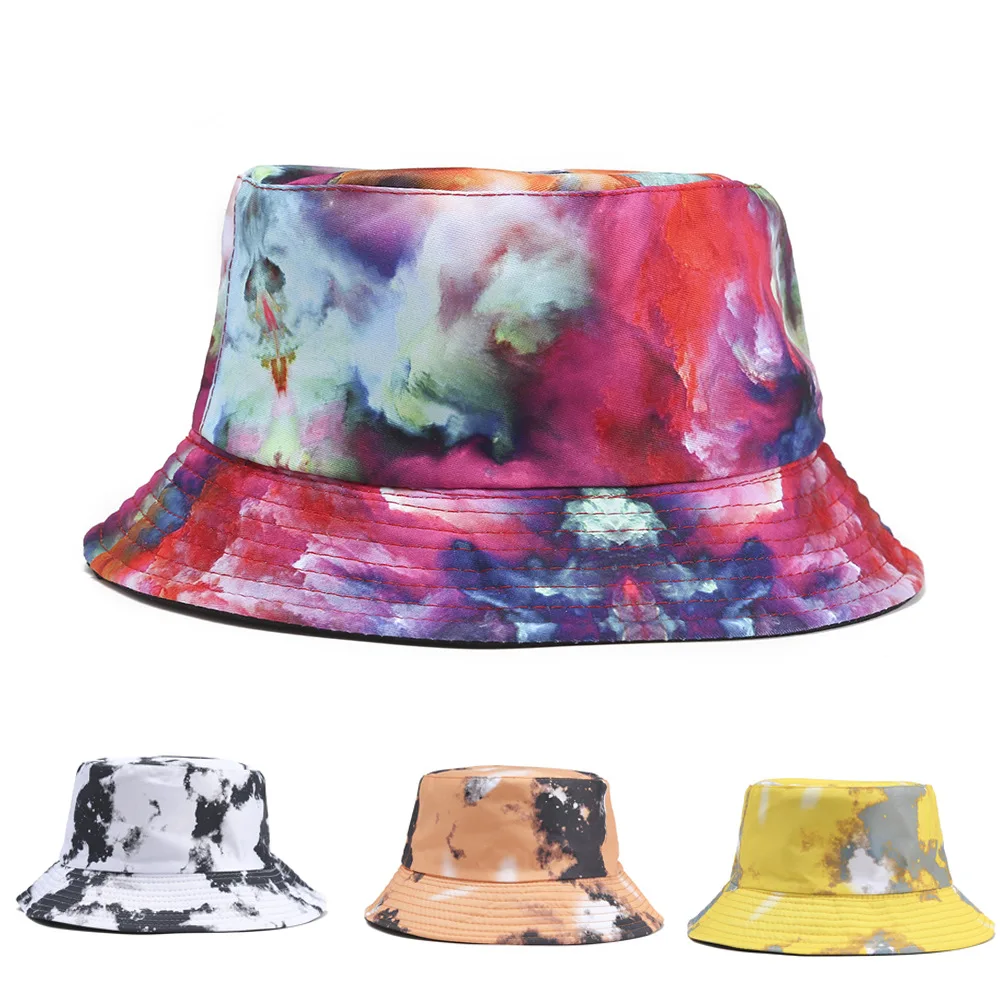 

Tie-dye Printing Bucket Hat Casquette Homme Double Side Fisherman Hats Men Women Outdoor Sun Protection Visor Cap Dropshipping