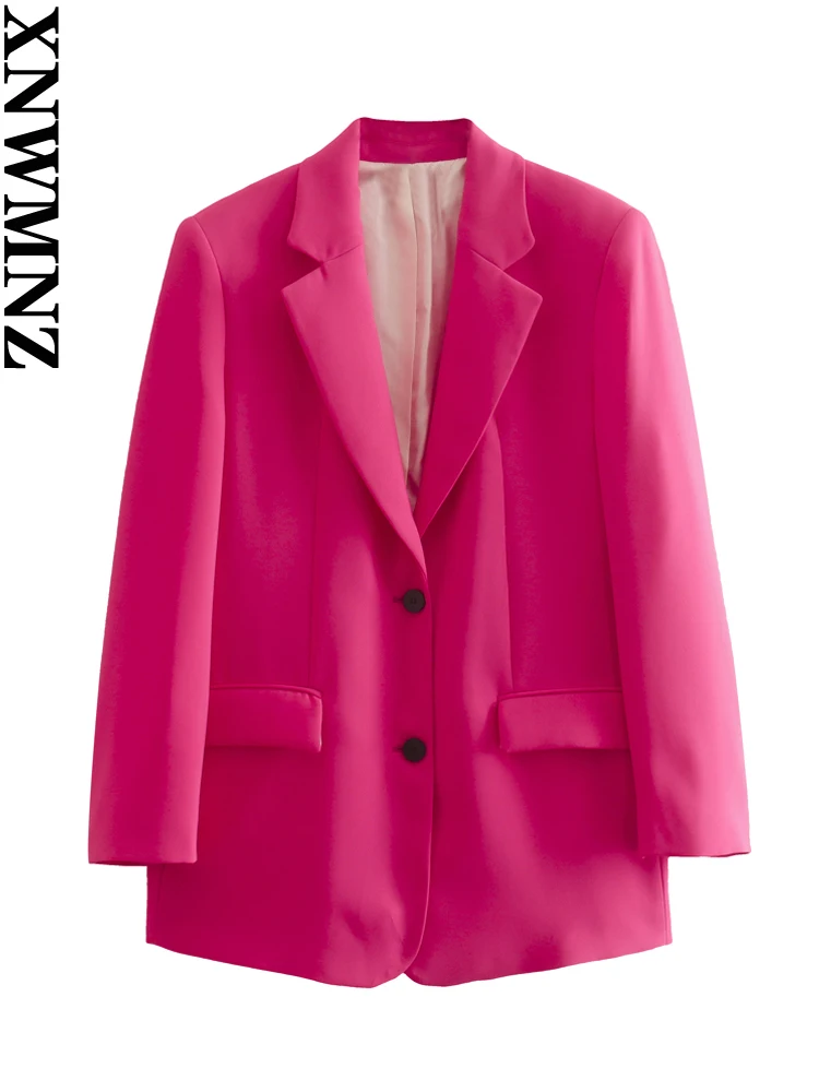 

XNWMNZ 2023 Women's Fashion Office Lady Blazer or Mid-waist Zipper Straight Pants Female Chic Two-piece Set