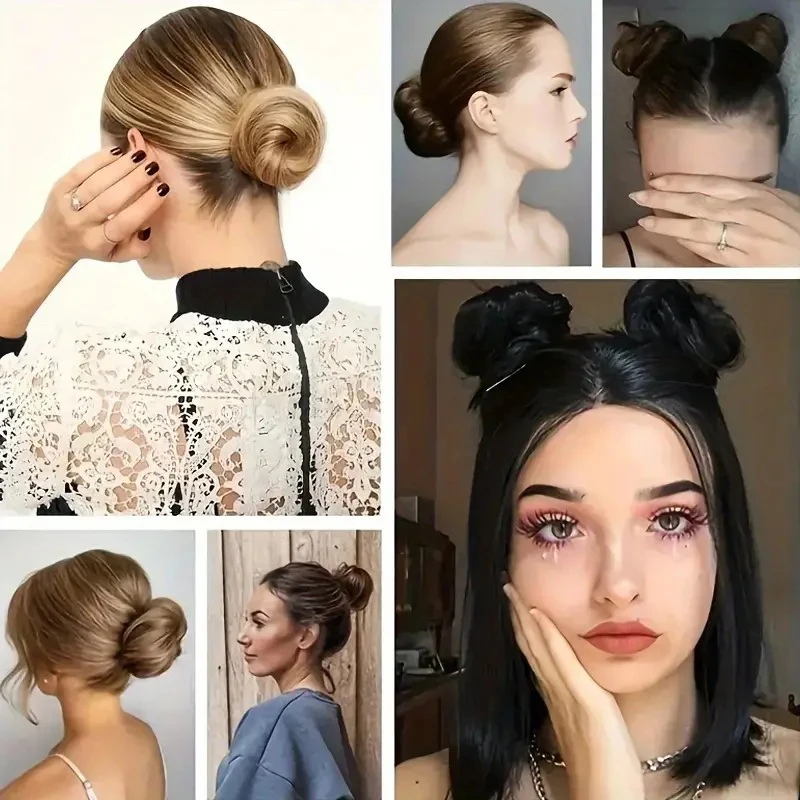 합성 메시 도넛 헤어 번 업두드 스타일 여성용 탄성 헤어 익스텐션 포함 데일리 레이지 헤어 액세서리