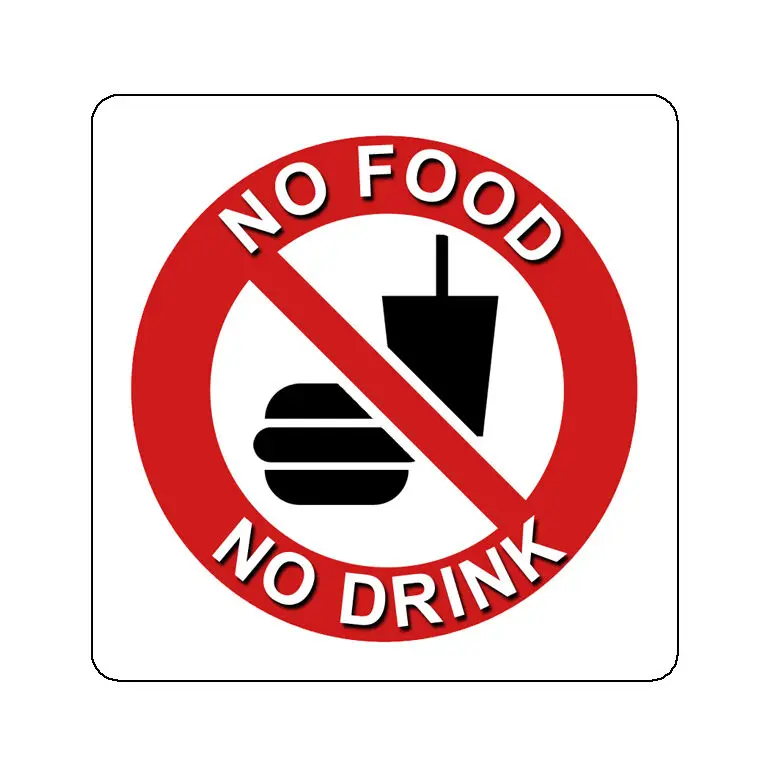 NO FOOD OR DRINK PROHIBITED DECAL STICKER SIGN MANY SIZES