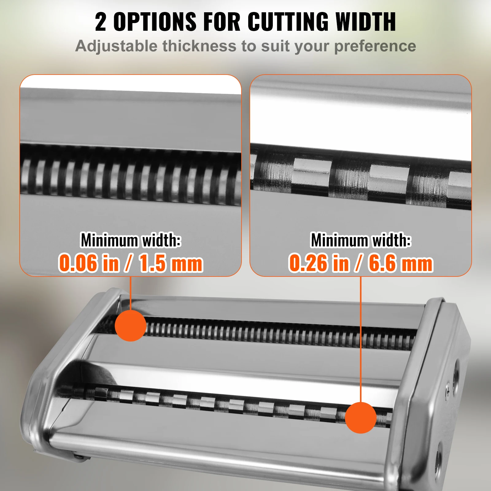 VEVOR Pasta Maker Machine, 9 Adjustable Thickness Settings Noodles Maker,Stainless Steel Rollers and Cutter, Manual Hand Press 3