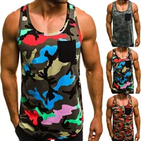 Men's camouflage Printed Sleeveless Tank Tops Spring Summer Casual Beach Vest O Neck Shirt men gym clothing bodybuilding 2022