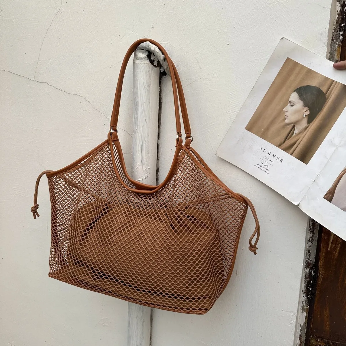 Women's Large Capacity Shoulder Bag hollow out Woven Basket Handbag Fashion Female Luxury Designer Beach Bag Bali Shopper Tote