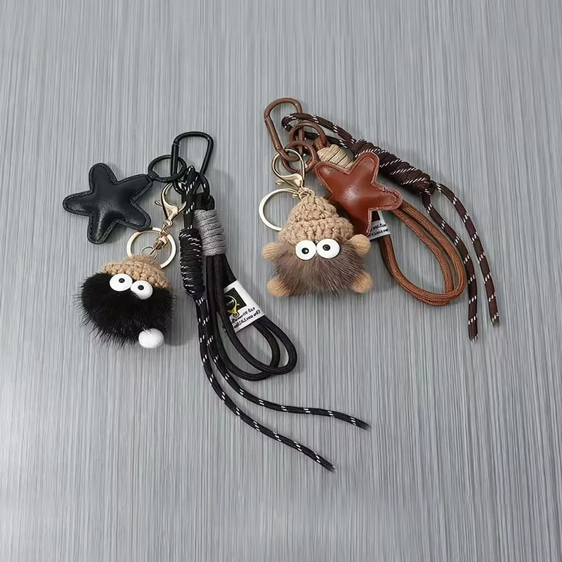 털이 많은 키체인 귀여운 가방 펜던트 석탄 공 키체인 플러시 귀여운 펜던트 카메라 가방 선물 학교 가방용