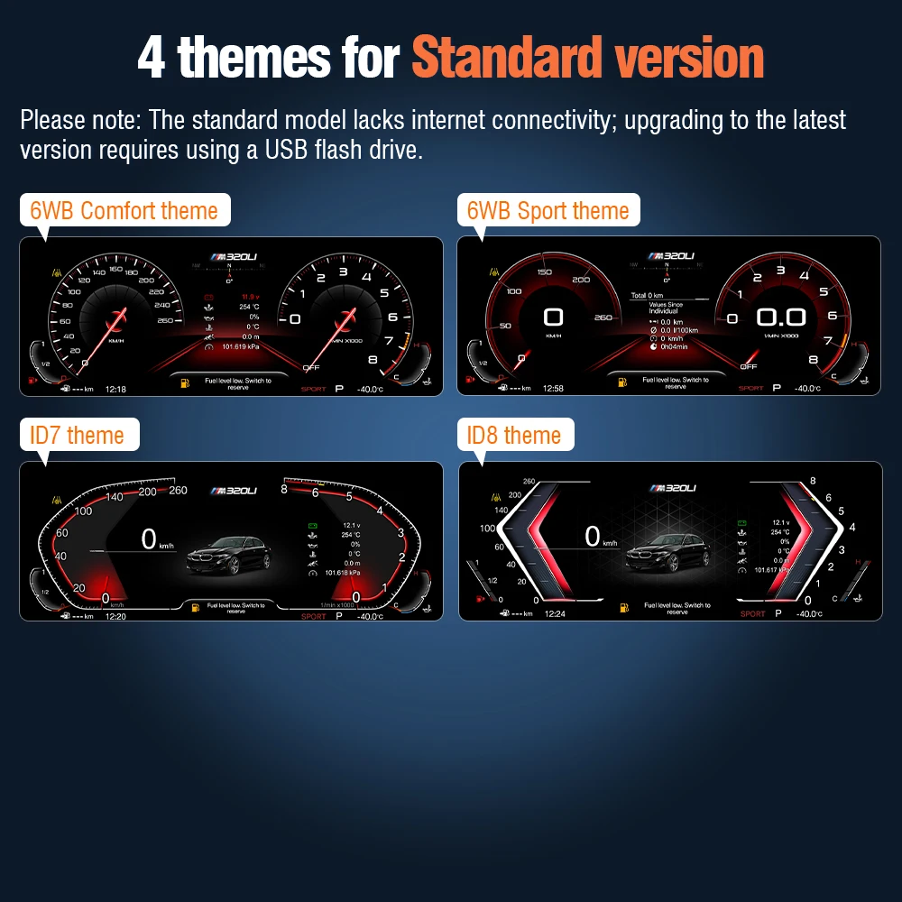 AUTOTOP Panel de Instrumentos Digital Virtual de 12.3" 6WB para BMW Serie 5 y 6 E60 E61 E63 E64 2004-2010, Actualización del Velocímetro del Tablero, CarPlay Inalámbrico, Android Auto, AirPlay, Navegación GPS, Bluetooth, Mapas en Línea, Música, Llamadas, Retrofit 3