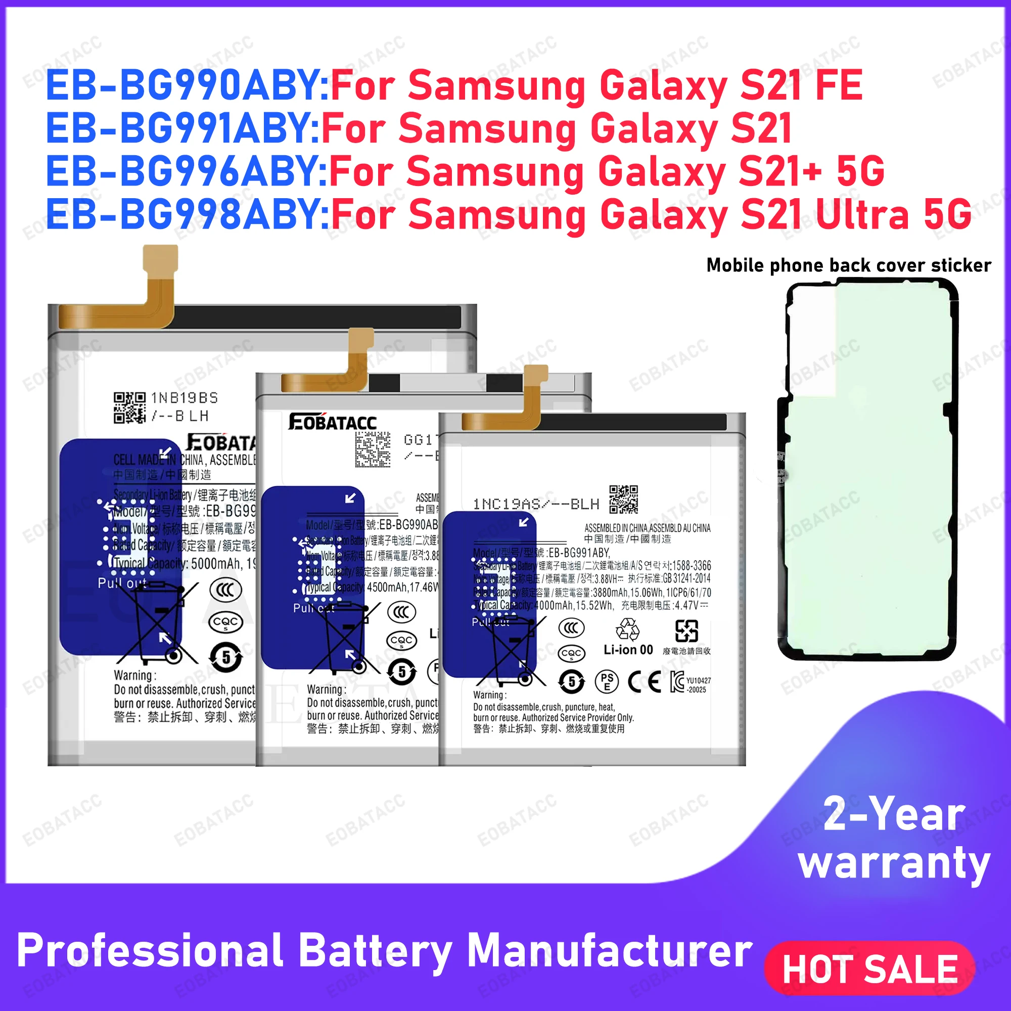 High-Capacity Replacement Battery for Samsung Galaxy S21 Series - 2025 Edition
