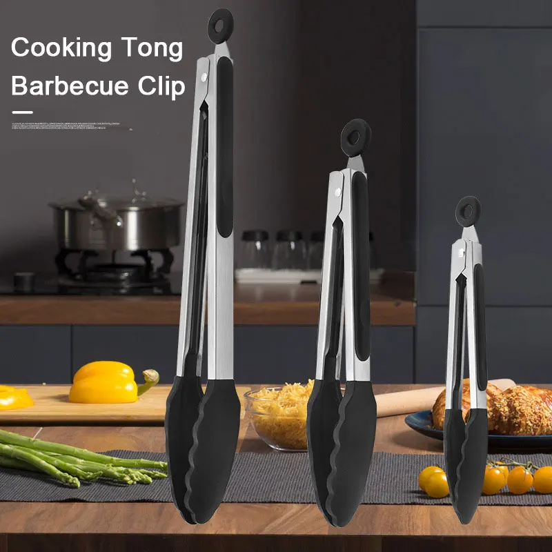 Food Grade Silicone Kitchen Tongs Stainless Steel Handle Bbq Tong Non-slip  Serving Bbq Tong Salad Bread Baking Cooking Clip 2022 - Bbq Tools -  AliExpress